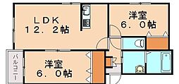 プレステージ穂波東 2LDKの間取図画像