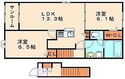 フェリーチェA 2LDKの間取図画像