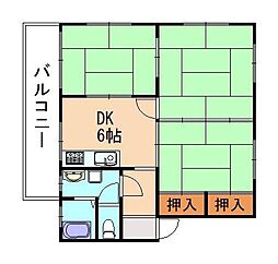カトーコーポ 3DKの間取図画像