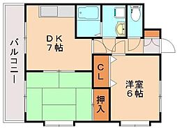 セントフォール柏の森 2DKの間取図画像