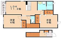 グラシュ・プレーヌファイブ5C 2LDKの間取図画像