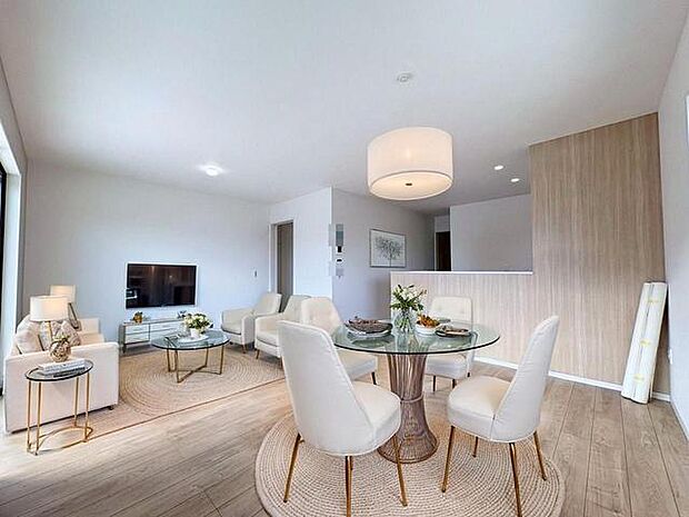 リビングは家具の配置も思いのまま。自由度が高い設計です。 ※本画像はCGで作成しており、実際に現地に家具は置かれておりません。また、価格に家具は含まれておりません。