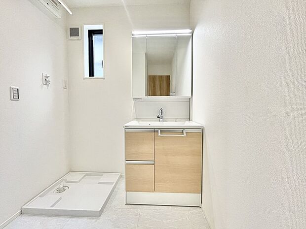 化粧台はやっぱり色が一番。シャワーヘッド付きの収納充実タイプです。 