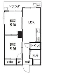 草加マンション 2LDKの間取図画像