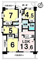 レーベンハイム吉川グランスクエア 3SLDKの間取図画像