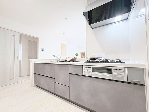 カウンターからはリビングが広く見渡せ、ご家族とのコミュニケーションも弾みます。