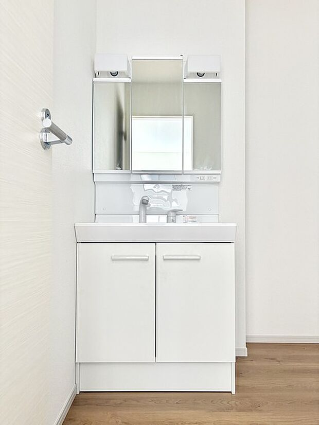 化粧台はやっぱり色が一番。シャワーヘッド付きの収納充実タイプです。 