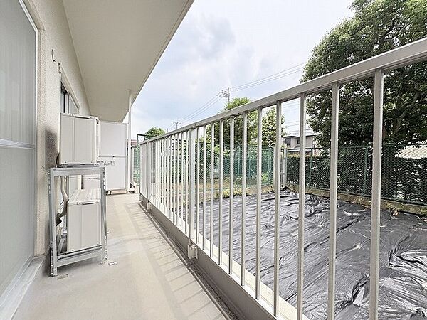 空を仰ぐ開放的な空間が広がり、周囲の緑が心地よい安らぎを感じさせてくれる一角です。