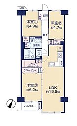 ハイツ越谷 3LDKの間取図画像