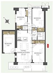 ルネ草加松原 4LDKの間取図画像