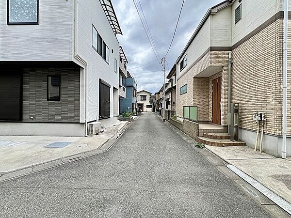 落ち着いた住環境が広がる街並みで、日々の暮らしに穏やかな安らぎを感じられる風景です。