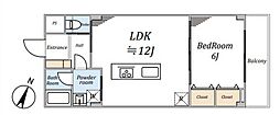 千間台グリーンマンション 1LDKの間取図画像