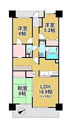 レクセルプラッツァ蒲生 3LDKの間取図画像