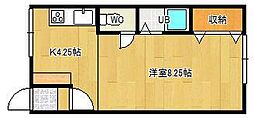 オリス田内 1Kの間取図画像