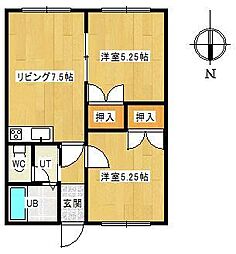 エレガントハイツA 2DKの間取図画像