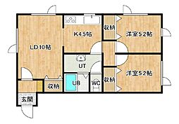 メゾン・ドゥささき2 2LDKの間取図画像
