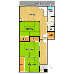 コーポ三輪 5階3DKの間取り