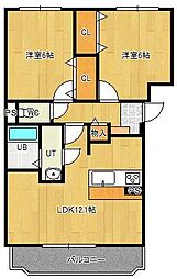 ラ・エトワール1 2LDKの間取図画像