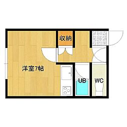 シャングリラ北光 ワンルームの間取図画像