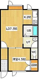 コーポウィステリア 1LDKの間取図画像