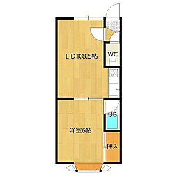 ハイツサニーヒル3 1DKの間取図画像