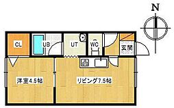 ブルーハイツ 1DKの間取図画像