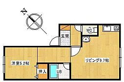 サンクレスト東陵 1DKの間取図画像