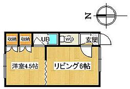 コーポ並木 1DKの間取図画像