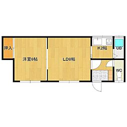 斉藤グリーンマンション2 1LDKの間取図画像