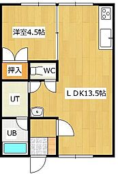 サニーウェル幸 1LDKの間取図画像