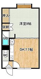 コーポラスササキ 1DKの間取図画像