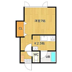 リッツ花園 1Kの間取図画像