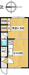 メゾン本町 1DKの間取図画像