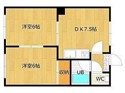 コーポラスグリーン 2DKの間取図画像