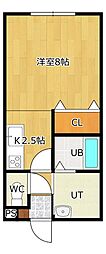ルシア 1Kの間取図画像