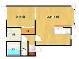 ハイツポパム 1LDKの間取図画像