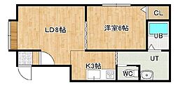 大正・KazuKen・23 1LDKの間取図画像