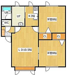 みなみハイツA 2LDKの間取図画像