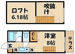 ルアンカパル 1階ワンルームの間取り