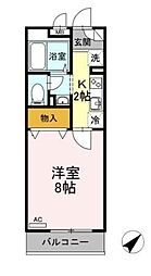 ソレーユ・トレビナ 1階1Kの間取り