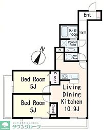 Camino de Sakura 2階2LDKの間取り