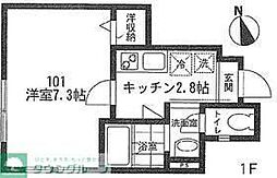シャルム桜上水 1階1Kの間取り