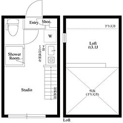 ハーモニーテラス上高井戸IV 2階ワンルームの間取り
