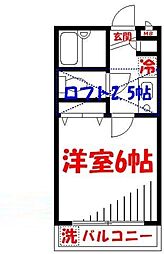 Ｋフレール 2階1Kの間取り