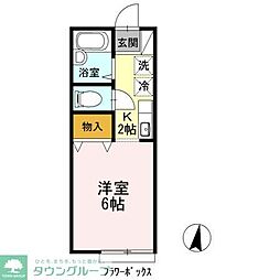 テラス明大前 2階1Kの間取り