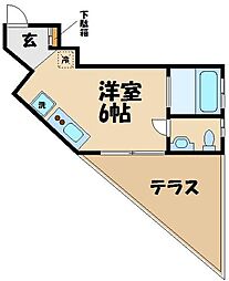 グランエッグス久我山 1階ワンルームの間取り