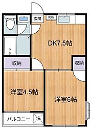 成城3番館 1階2DKの間取り