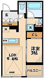 ガーデニエール砧ウエスト 1階1LDKの間取り
