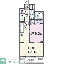 アウル吉祥寺南 2階1LDKの間取り