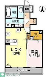 パナックスII 1階1LDKの間取り